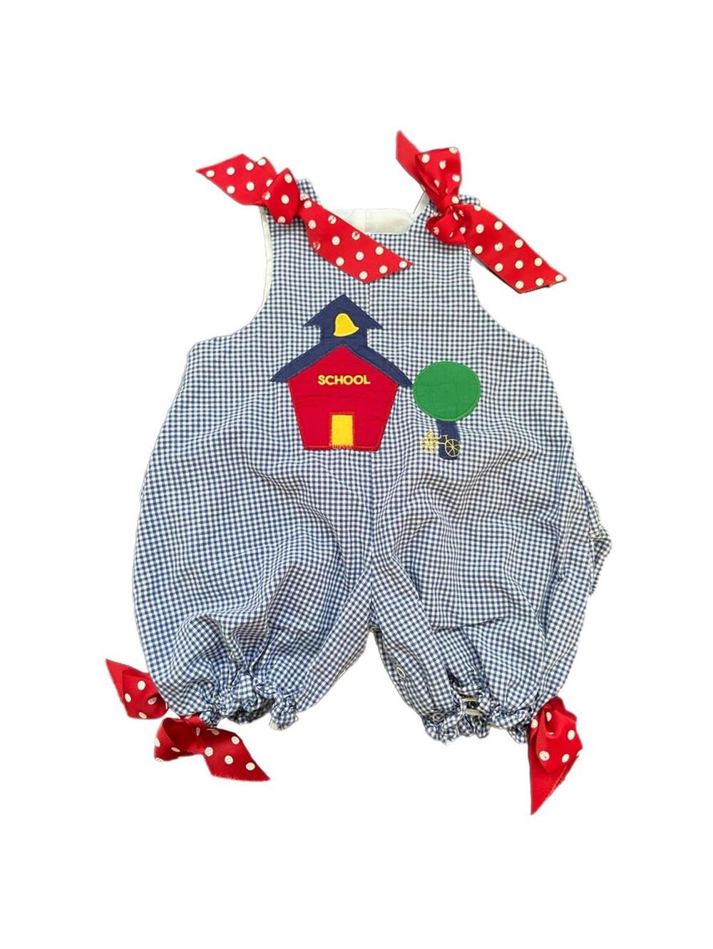 The Bailey Boys BACK TO SCHOOL Blue Gingham Bubble Suit - 12m